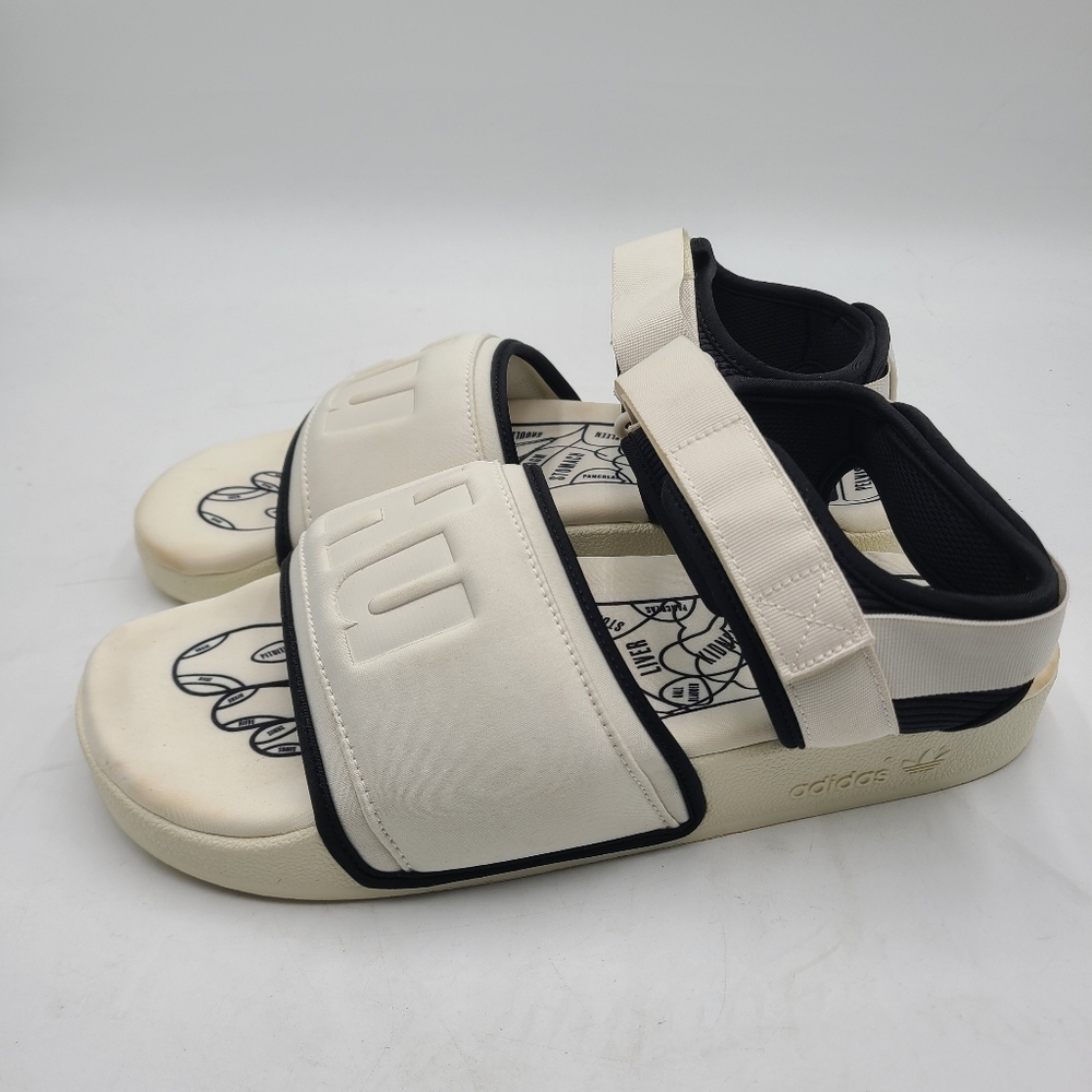 adidas Adilette 2.0 Cream and Black Strap Sandals- Pharrell Williams Human